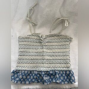 Storia Cream and Gray Textured Top